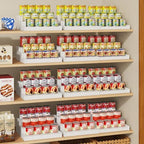 3-Tier Expandable Bamboo Can Organizer for Pantry, Holds 24 Cans, White - Image 2
