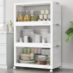 BROVIEW 300Qt Stackable Storage Bins with Lid, Extra Large Closet Organizer Collapsible Drawer Boxes with Wheels, Folding Plastic Cabinet Containers for Home Kitchen Room Organization, 3Pack White by BROVIEW-EnjoytheArtofLife