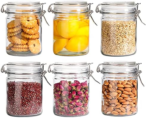 ComSaf 25 oz Glass Jars with Airtight Lids 6 Pack Pantry Coffee Canisters by ComSaf