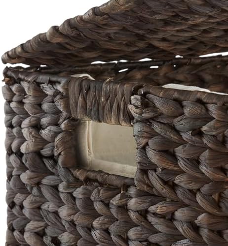 Casafield Large Laundry Hamper with Lid and Removable Liner Bag - Espresso Dark Brown, Woven Water Hyacinth Rectangular Laundry Basket Clothes Sorter - Image 6