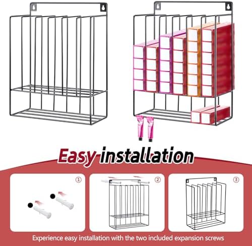 MorningRo Hair Color Organizer for Salon Metal Hair Color Tube Storage Rack Wall Mounted Organizer for Salon Beauty Home Dye Tube Display Tool, Black - Image 5