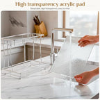 Bathroom Organizer Countertop Perfume Organizer Makeup Organizer Cosmetics Storage Display Rack Vanity Tray Dresser Steel Chrome Shelf Transparency Wavy Acrylic Tray (2 Tier Chrome) - Image 7