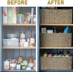 HOMESTEAD 2-Pack Rectangular Seagrass Storage Baskets with Built-In Handles, Handwoven Wicker Baskets for Pantry, Shelf, Closet & Bathroom Organization, 13.25 x 8.25 x 7.25 in - Image 5