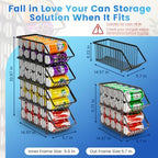 Stackable Soda Can Organizer Rack, Stacking Can Dispensers Refrigerator Organizer Bins Pop Soda Dispenser Canned For Fridge, Freezer, Kitchen, Cabinets (Black, 6) - Image 2