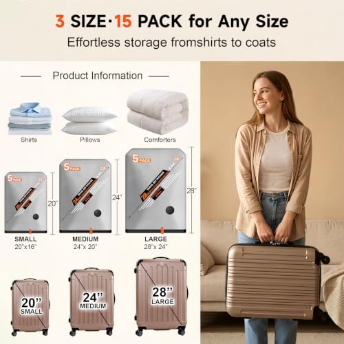 KAIX Electric Vacuum Storage Bags for Suitcase (15 Combo Set) - Image 2