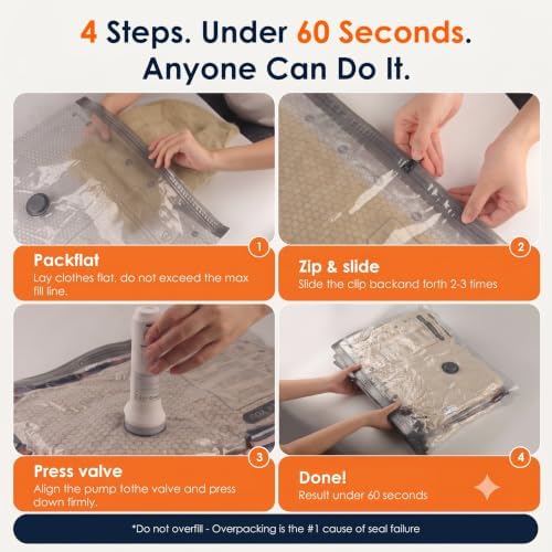 16 Pack Vacuum Storage Bags with 6000Pa Cordless Electric Pump, Vacuum Seal Bags for Clothing, Blankets, Bedding & Comforters, 4 Sizes Including Jumbo - Image 4