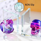 Glass Skull Book Ends for Shelves with Black and Purple Crystal Skulls - Image 5