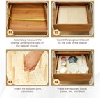 3 Pcs Wood Pegboard Drawer Organizer, Natural Wood, 21 x 5.91 Inch, Pine - Image 4