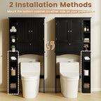 GIANTEX Over The Toilet Storage Cabinet, 31.5''W Freestanding Space Saver with Doors, Adjustable Shelf & Toilet Paper Holder, Over Toilet Bathroom Organizer for Laundry, Restroom, Black - Image 6
