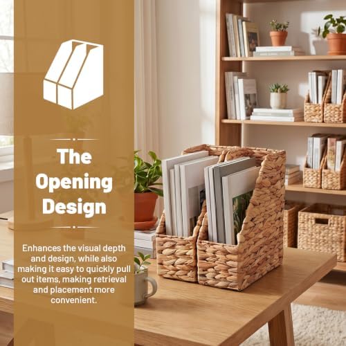 Mifoci 2 Pcs Water Hyacinth Magazine File Organizers 11*9.8*4'' - Image 4
