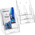 MaxGear Acrylic Brochure Holder 8.5 x 11 with Divider, 3 Tier, 2 Pack by MaxGear