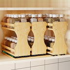 BAMEOS Pull Out Spice Rack Organizer for Cabinet, Bamboo Wide 13.9" Slide Out Seasoning Organizer for Kitchen, No Drill Anti-Tip Ball Bearing Silent Glides, Pantry Cabinet Organizer,Natural by BAMEOS