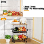 Gsiekare 4 Tier Fruit and Vegetable Basket for Kitchen with Wheels - Image 5
