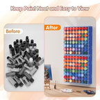 Krafetto 2 Pack 64-Grid Paint Organizer for 2 Oz Bottles, Wall Mount, Blue - Image 5