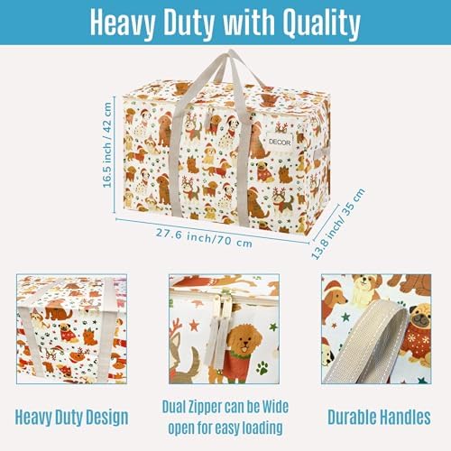 VENO 6 Pack Heavy Duty Moving Bags, Extra Large Storage Bags with Reinforced Handles & Strong Zippers, Foldable & Reusable Moving Box Alternative for Clothes & Dorm Storage - Image 3