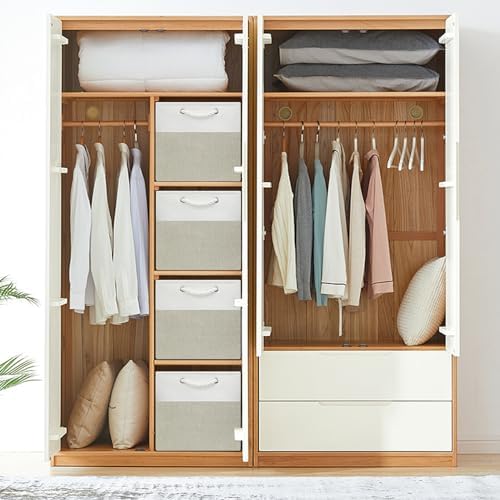 13x13 Storage Cube Bins 4Pack,Collapsible Cube Storage Organizer for Closet, Fabric Storage Box w/ Rope Handles, Foldable Storage Baskets for Shelves, Clothes,Closet Organization - White/Coffee - Image 4