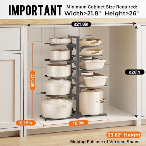 MUDEELA 10-Tier Pots and Pans Organizer under Cabinet, 23.62" H Heavy Duty - Image 2
