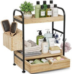 Kottwca 2-Tier Bathroom Counter Organizer, Wooden Vanity Shelf, Light Brown by Kottwca