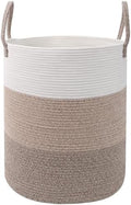 70L Woven Laundry Basket,Large Clothes Hamper with Handles- Brown by HZFTJOY