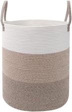 70L Woven Laundry Basket,Large Clothes Hamper with Handles- Brown by HZFTJOY