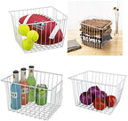 Freezer Wire Baskets, Kitchen Storage Organizer Bins for Chest and Upright Freezer, Refrigerator Dividers Containers with Handles - Pearl White (3) - Image 5