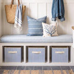Amyhill 6 Pack Blue Striped Basics Collapsible Fabric Storage Bins - Image 5