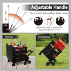 Foldable Utility Cart with Stair Climbing Wheels,Collapsible Rolling Crate with Magnetic Lid Telescopic Cover,Adjustable Telescoping Handle,360° Rotate Wheel Hand Cart for Teacher Shopping Moving - Image 2