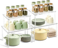 Clear Kitchen Cabinet Organizer, Set of 4 Stackable Spice Rack, Acrylic Shelves for Pantry Organizers and Storage, Tiered Spice Organization for Cabinet, Shelf Organizer for Desk Countertop by BOMOKSHomeAccessories