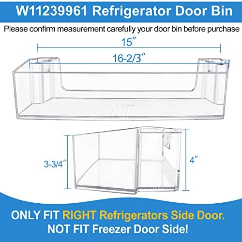 [2 PACK] UPGRADED W11239961 W10900538 Refrigerator Door Shelf Bin Compatible with Whirlpool Refrigerator Door Shelf Parts PS12578777 AP6333410 WRS315SDHZ08 WRS321SDHZ08 WRS315SDHM WRS325SDHZ Door Bin - Image 2
