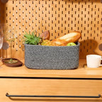 MiniArk Small Storage Baskets for Organizing | Closet Organizer Bins | Shelf Toy Basket | Woven Rope Baskets | Cube Decorative Box | Shallow Basket | 13x8.5x5.1” | 3 Packs Dark Gray - Image 5