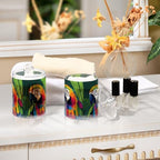 Fustylead 4 Pack Beautiful Parrot Animal Pop Art Style Plastic Apothecary Jars with Lid, Bathroom Vanity Storage Organizer Canister for Qtip, Cotton Ball, Swab, Round Pads, Floss - Image 6