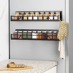 16.9 Inch Large Capacity Magnetic Spice Rack for Refrigerator Black, 2 Pack by Mystozer
