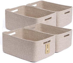 MiniArk Large Storage Baskets for Organizing, 17 x 13 x 7.5” Closet Shelf Baskets for Clothes Blanket Towels, Baby Nursery, Toy Bins Box, Woven Rope Baskets, 4 Packs Mixed Brown by MiniArkStorageBasketsHome