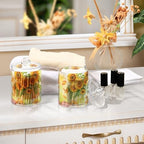 MNSRUU 4 Pack Qtip Holder Organizer Dispenser Watercolor Sunflower Pumpkin Bathroom Storage Canister Cotton Ball Holder Bathroom Containers for Cotton Swabs/Pads/Floss - Image 4