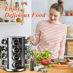 DOUBLE 2 C Revolving Countertop Spice Rack Stainless Steel Seasoning Storage Organization,Spice Carousel Tower for Kitchen Set of 16 Jars (16Jars) - Image 7