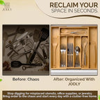 Bamboo Kitchen Utensil Drawer Organizer for Silverware | 100% Natural Expandable 14-20 Inch Kitchen Drawer Organizers for Utensils | Non-Slip Base | Screwed Joints for Long-Lasting Durability - Image 6