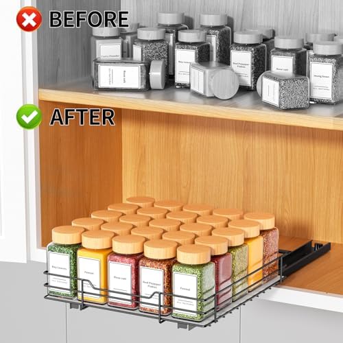 RCHYFEED Pull Out Spice Rack Organizer for Cabinet,10.5" Wx10.5Dx2.5H - Image 2