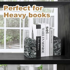 Koville South African Natural Marble Bookends for Shelves, Non-Slip Book Ends, 13LBS Ultra Heavy Duty Marble Book Holder Organizer, Apartment Decor for Movies/CD/Video Games(Olive Green) - Image 4