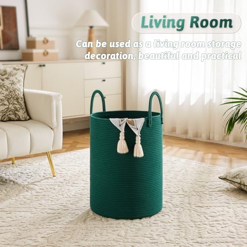 Artfeel Laundry Basket,Woven Cotton Rope Laundry Hamper,100L for Decorative Storage of Dirty Clothes,Toys and Blankets in Bathroom,Baby Room and Living Room - Image 2