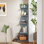 LITTLE TREE Small Corner Shelf, Modern 5-Tier Wall Corner Bookshelf, Stylish Bookcase Storage Rack for Small Space, Living Room, Bedroom, Blue, 1 Pack - Image 2