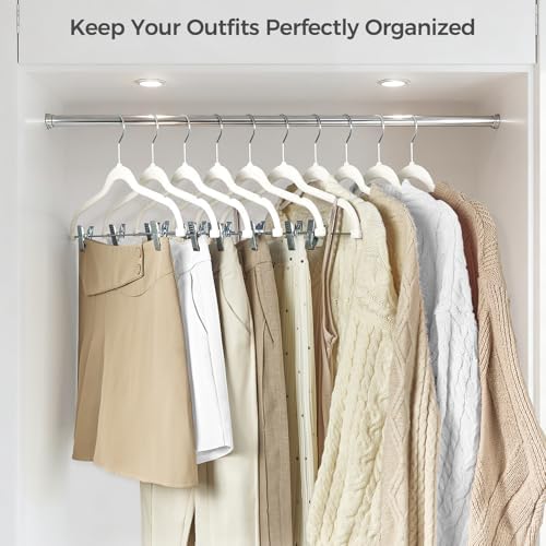 HOUSE DAY Velvet Skirt Hangers with Adjudtable Clips 30 Pack, Ivory - Image 3