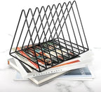 EASEPRES Vinyl Record Holder Storage, 9 Slot Metal Magazine Book Album Display Rack, Stylish Triangle Desktop File Sorter Organizer for Home Office, Black Pack of 3 - Image 5