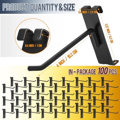 Gridwall Hooks 100 Pcs, 4 Inch Heavy Duty Display Hooks for Grid Wall Panels, Wire Gridwall Accessories for Retail Display Rack Hanging Storage (Black) - Image 2