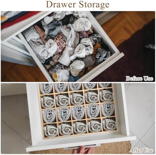 Cabilock Wooden Drawer Organizer Divider, 20-Compartment Sock and Underwear - Image 3