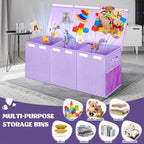Extra Large Toy Box with Lids, Collapsible Storage Bin, 38"x16"x14", Purple - Image 3