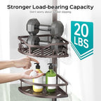 HAMITOR Corner Shower Caddy Tension Pole: Rustproof Stable 4-Tier Bathroom Organizer Shelves for Bathtub Shampoo Storage - 47-121 Inch Quick Install Adjustable Standing Rack with Soap Rack - Bronze - Image 3