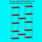 REGILLER 6 Wire Shelving Steel Storage Rack Adjustable Unit Shelves for Laundry Bathroom Kitchen Pantry Closet(Black,11.7" D x 21.4" W x 63" H) - Image 5