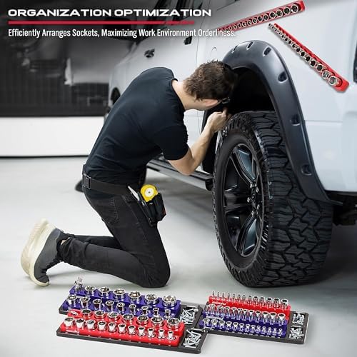 Magnetic Socket Holder Organizer Set: 6-Piece Detachable 1/2 3/8 1/4 Drive Sockets Storage Tray Magnetic Socket Organizer Tool Box Drawer Tool Box Organizers Storage Metric SAE (Sockets Not Included) - Image 7