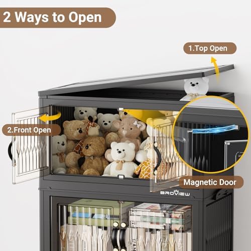 BROVIEW 300Qt Stackable Storage Bins with Lid, Extra Large Closet Organizer Collapsible Drawer Boxes with Wheels, Folding Plastic Cabinet Containers for Home Kitchen Room Organization, 5Pack Black - Image 6