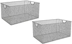 YBM HOME Kitchen Pantry Organizer Wire Basket for Shelves, Cabinets, Pantry, Countertop, Mesh Open Storage Bin Metal Basket for Organizing Food Supplies 12 x 7.8 x 5.8, 2 Pack, Silver by YBMHome